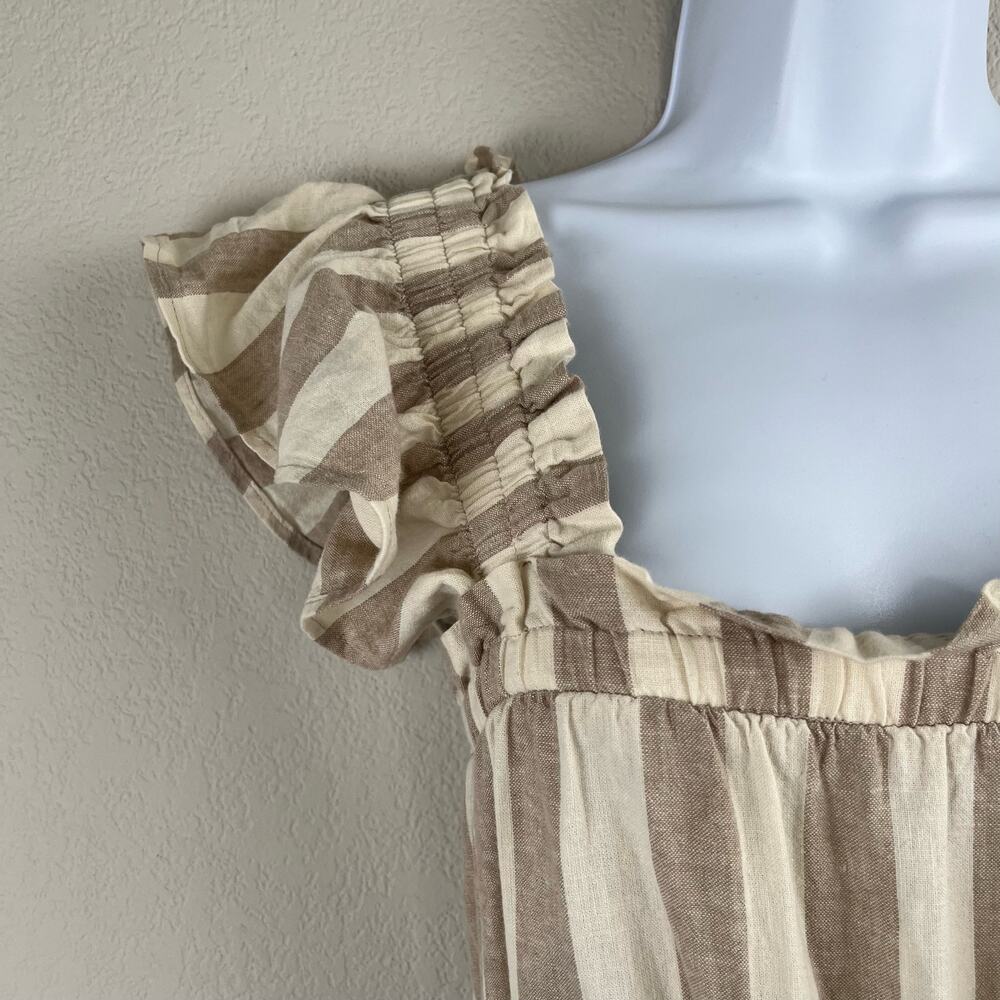 Vero Moda Stripe Linen Blend Wide Leg Jumpsuit NWT XS Ruffle Coastal Summer - Picture 8 of 16